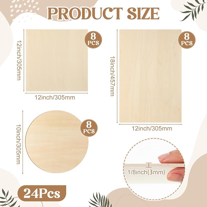 SiliFine 12x12+12x18 Inch 24 Pack Basswood Sheets - Image 2