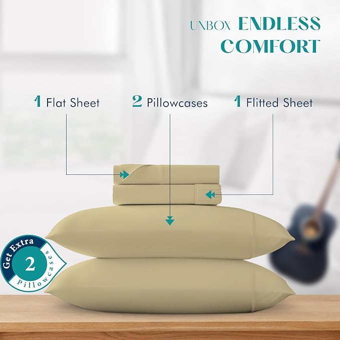XOOX Linen 100% Egyptian Cotton Sheets California King Size - Image 3
