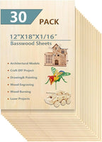 30 Pack 12"x18"x1/16 Basswood Sheets by twinsfox