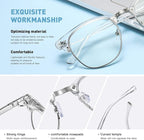 Blue Light Blocking Glasses Vintage Half Frame UV Clear Lens Anti Eyestrain - Image 3