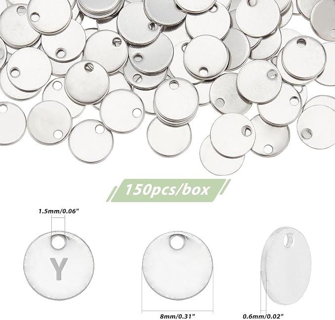 PH PandaHall 100 Pcs 304 Stainless Steel Flat Round Blank Stamping Tag Pendants - Image 2