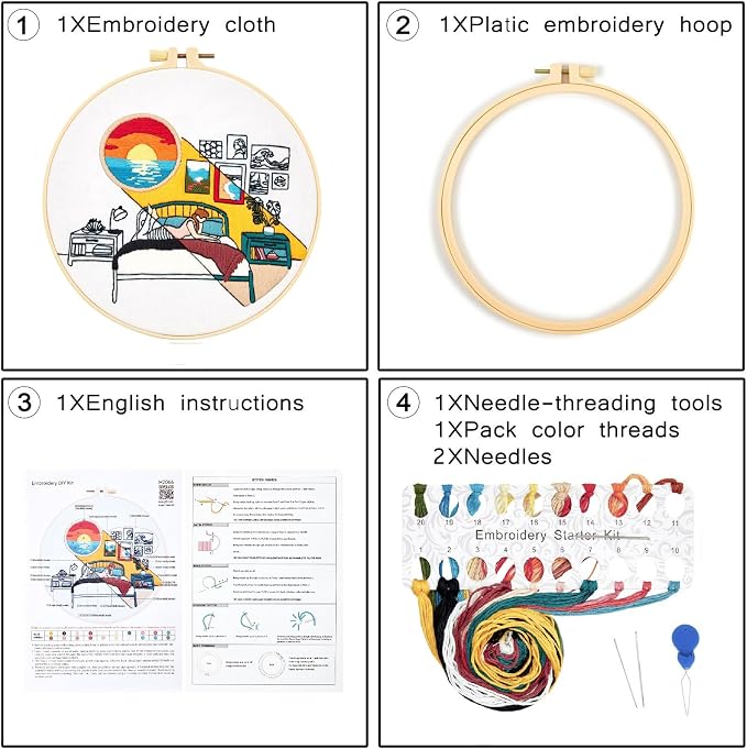 Embroidery Kits for Beginners Adults Sunrise Hand Embroidery Starter Kits - Image 7