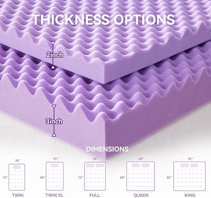 SINWEEK 2 Inch Egg Crate Memory Foam Mattress Topper Twin XL, Twin Extra Long - Image 9