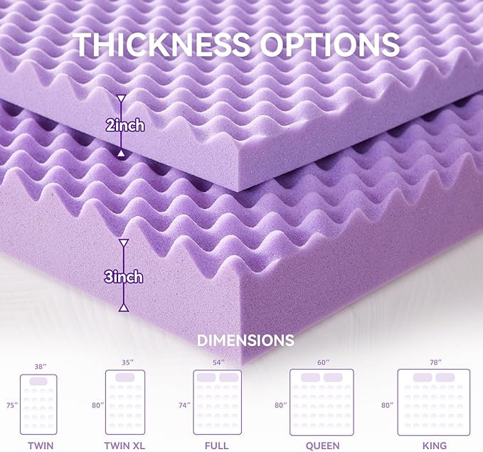 SINWEEK 3 Inch Egg Crate Memory Foam Mattress Topper King Size, Soft Mattress - Image 7