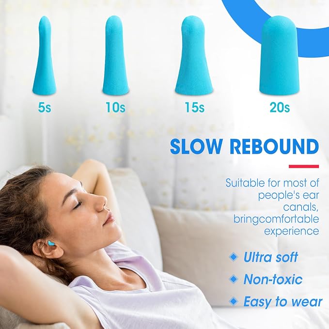 AZEN 100 Pairs Ear Plugs Bulk, NRR 32dB Soft Foam Ear Plugs - Image 4