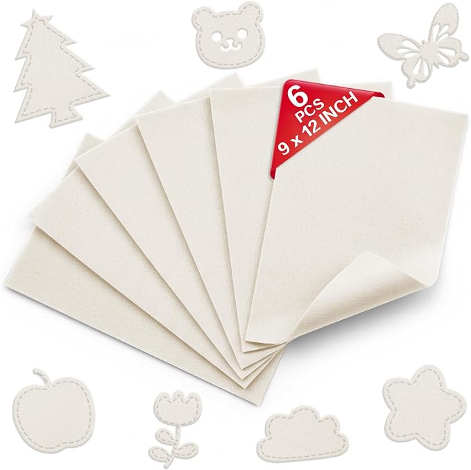 Ivory Soft Felt Sheets for Crafts, 1.6mm Thick, Kids' Crafts, DIY Projects by Grainear