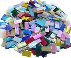 Rectangle Iridescent Glass Mosaic Tiles, 320 Pieces Colorful Stained Glass by KALUCION