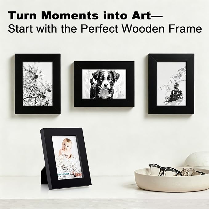 RPJC 3.5x5 inch Picture Frame Made of Solid Wood High Definition Glass - Image 2