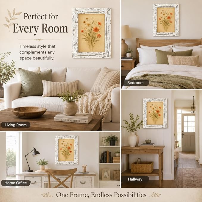 puthiac 11x14 Rustic Farmhouse Picture Frame, Distressed White, 1 Pack | - Image 6