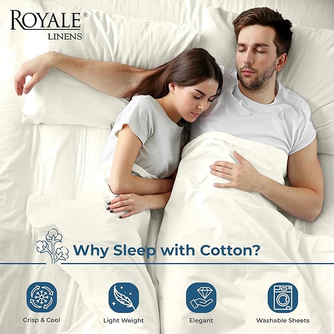 Royale Linens 100% Organic Cotton Queen Flat Sheet Only - Image 3