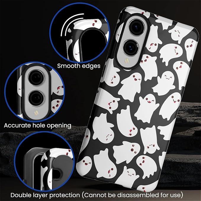 Case for Samsung Galaxy S25 Edge Case, Halloween Ghosts Bats Design Hybrid Dual - Image 5