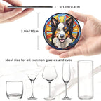 Drink Coaster Set of 6, Border Collie Dog Mom Lover Gift, Leather Drink Coasters - Image 3