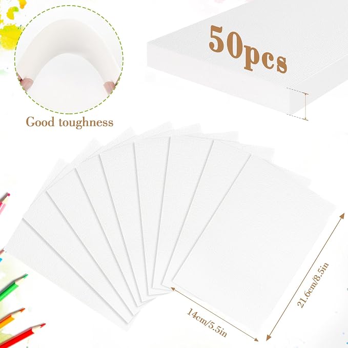50PCS 5.5x8.5 Watercolor Paper Bulk, 140lb/300g Cold Press Thick Water Color - Image 2