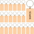 OMTech Wooden Keychain Blanks, Wood Key Chain Bulk, Unfinished Wooden Key Rings by OMTech