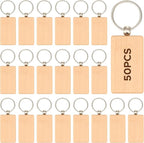 OMTech Wooden Keychain Blanks, Wood Key Chain Bulk, Unfinished Wooden Key Rings by OMTech