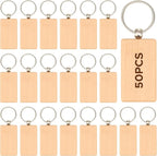 OMTech Wooden Keychain Blanks, Wood Key Chain Bulk, Unfinished Wooden Key Rings by OMTech