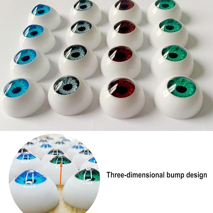 8 Pairs of 4 Colors 22mm Half Round Realistic Acrylic Eyes - Image 2