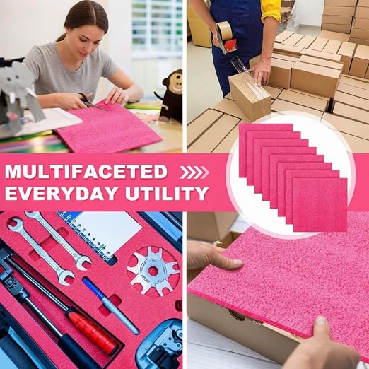 Pangda 8 Pcs 12" x 12" x 0.25" Pink Polyethylene Foam Sheets Antistatic Foam - Image 4