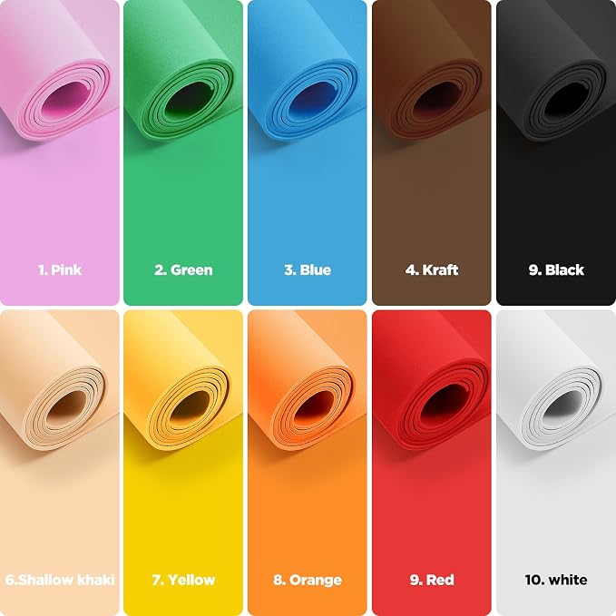 Do²ping 10 Colors Eva Foam Sheets roll, 2mm 10PCS EVA Craft Foam 49''x13.5'' - Image 5