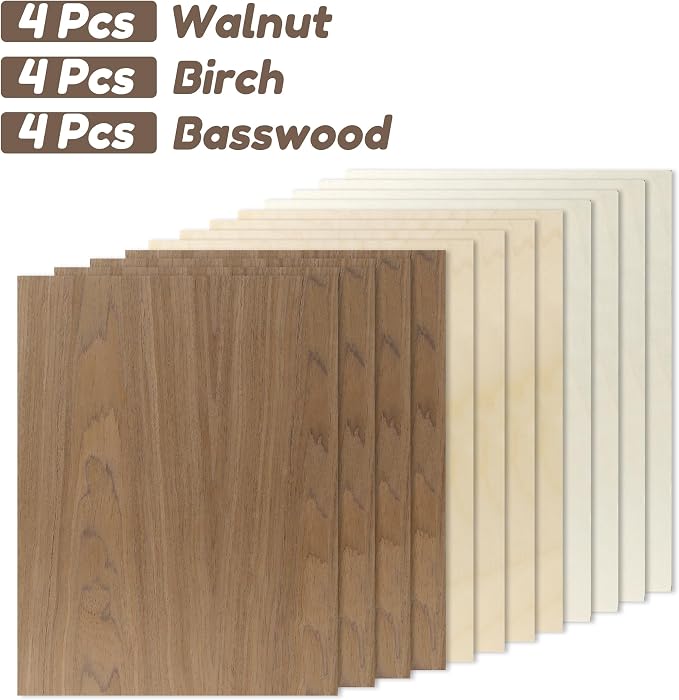 12 Pack Walnut Wood Plywood Sheets, Smooth Surface, Uniform Thickness, No Burrs - Image 2