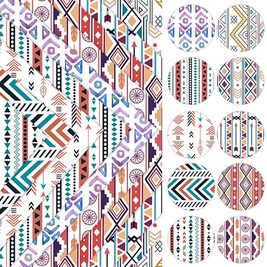 ONEART | 10 Pieces Bohemian Printed Clear PVC Vinyl Sheets, A4 Size Ethnic Boho - Image 2