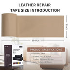 Leather Repair Patch Tape, Dark Beige 3 x 61 Inches Self Adhesive Leather - Image 2