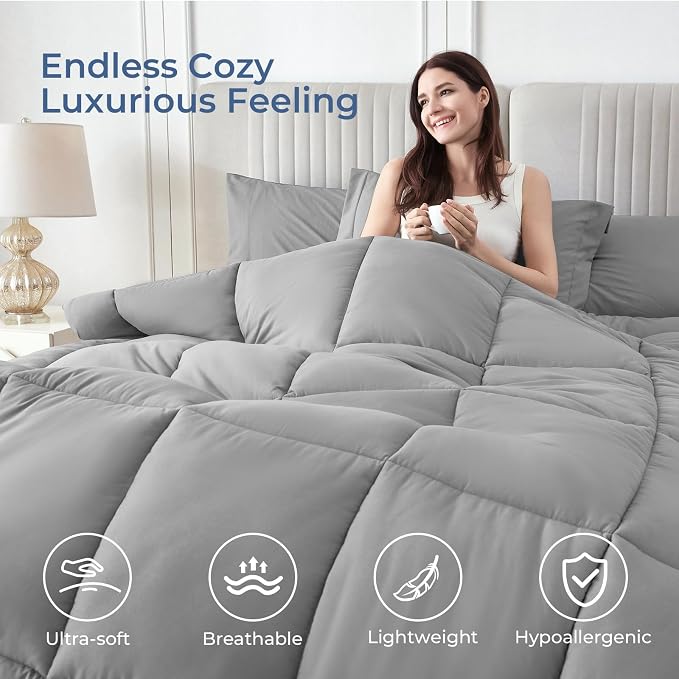 Sasttie Full Size Comforter Sets, 7 Pieces Bed in a Bag Full, Complete Bedding - Image 2