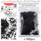 qiipii 900PCS 6mm Pure Black Round Half Round Pearls - Image 2