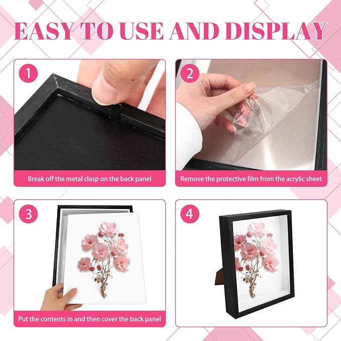 VOKOY 2 Pack 8" x 10" Shadow Box Frame, Wooden Black Hollow Photo Frame - Image 6