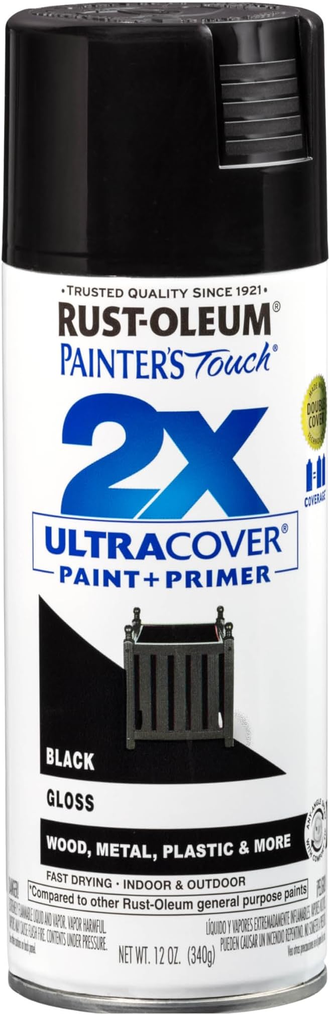Rust-Oleum Painter's Touch 2X Ultra Cover Spray Paint, Gloss Black | Indoor and by Rust-Oleum