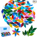 LITMIND 120 Pieces Mixed Colors Mosaic Glass Petals & Leaves, Hand-Cut Stained by LITMIND