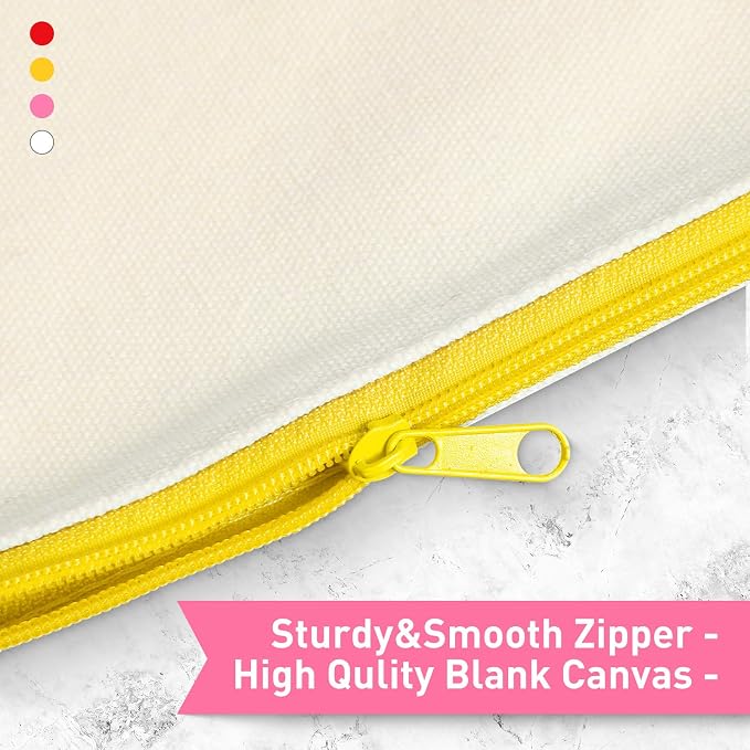 Reginary 80 Pack Canvas Zipper Makeup Bags Bulk Pencil Pouches Blank DIY Craft - Image 3