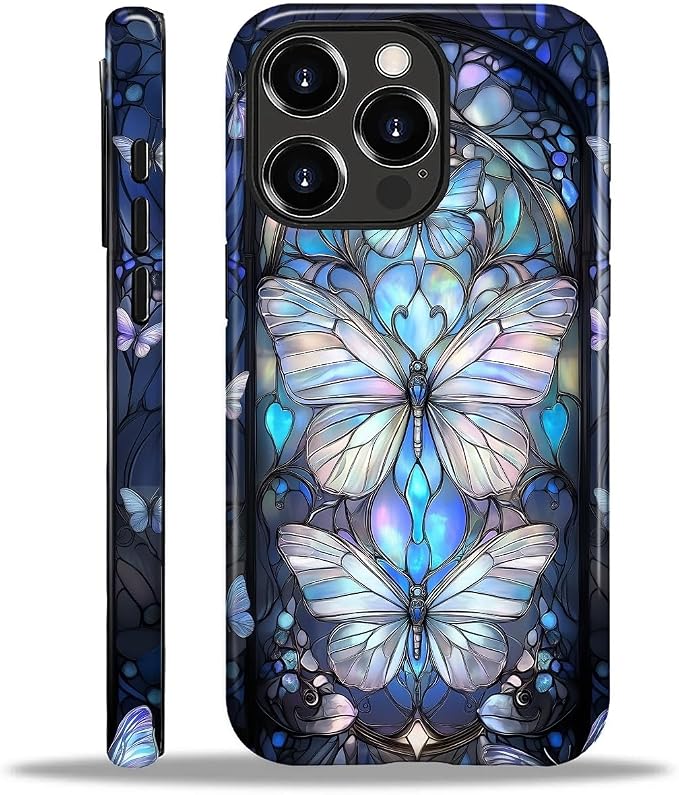ZHEGAILIAN Case for iPhone 16 Pro, Stained Glass Butterfly Aesthetic Durable by Home