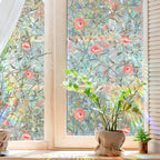 Retro Rose Window Privacy Film, Stained Glass Decals Red Rose Privacy Rainbow - Image 4