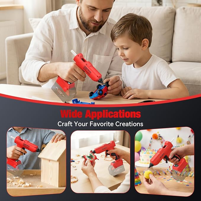 Cordless Hot Glue Gun for Mil-waukee M-18 Battery - 100W Hot Glue Gun and 35PCS - Image 8