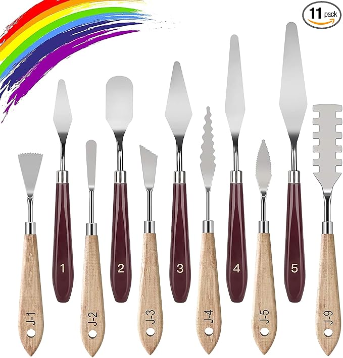 Palette Knife Set, 11 Pieces Stainless Steel Spatula Palette Knives Painting by WelcometotheLIERFIS
