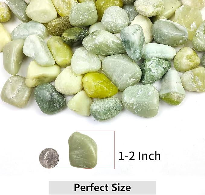 YISZM 5lbs Pebbles for Indoor Plants, 1-2 Inch Jade High Polished River Rocks - Image 2