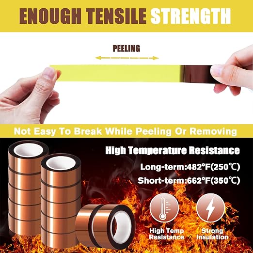 MEBMIK 12 Rolls 20mm x16m Heat Tape High Temperature Heat Resistant Tape Heat - Image 5