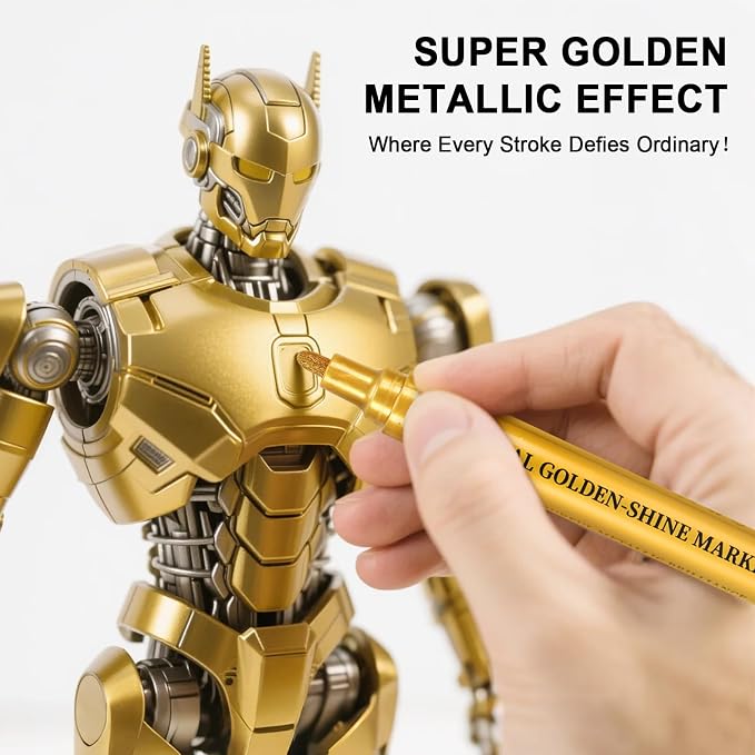 IVSUN Metallic Markers, 18 Colors Glitter Acrylic Gold Paint Pens | Super - Image 7