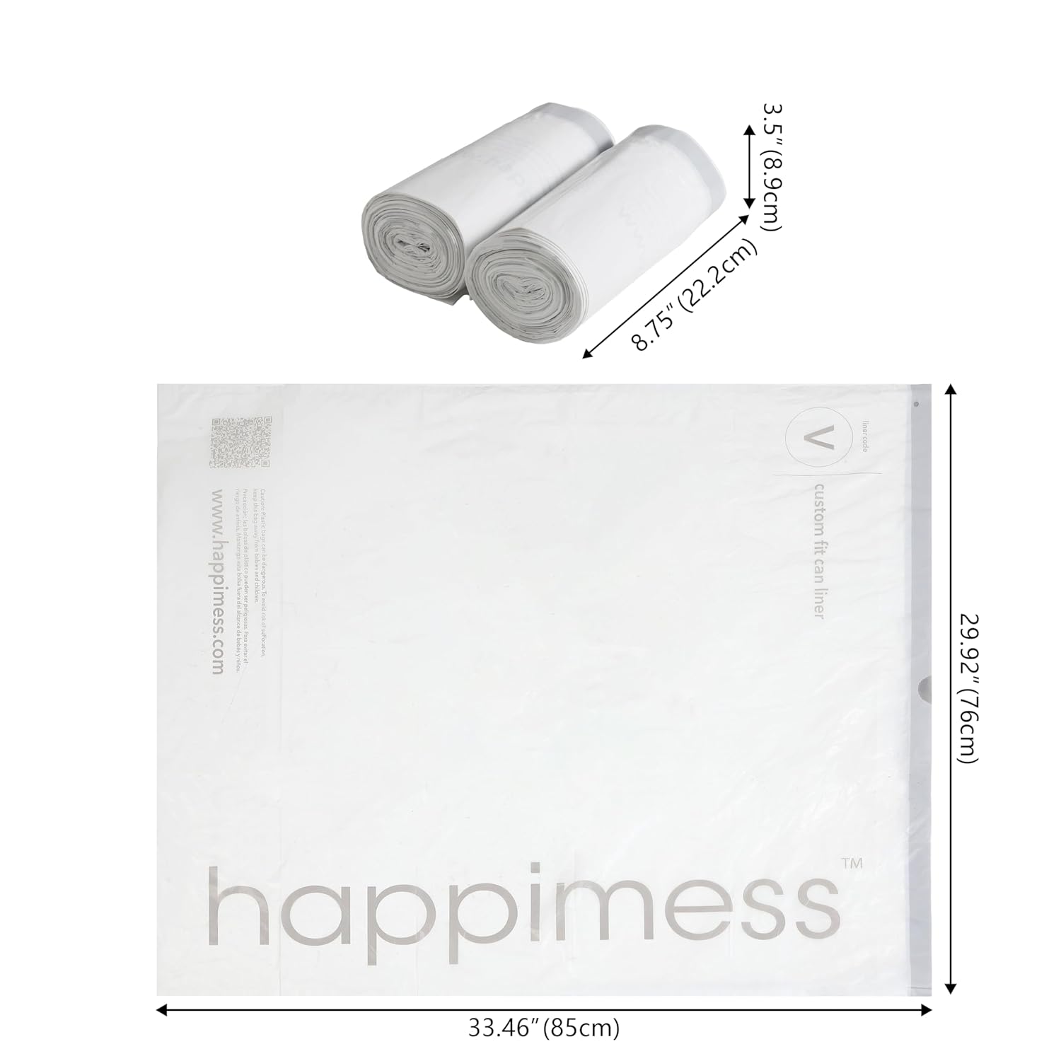 happimess HPM3000V-WHITE 30 Gallon Drawstring Unscented Trash Can Liner for Business Home Kitchen Commercial and Industrial White (100-Count, 4-Rolls of 25 Liners)