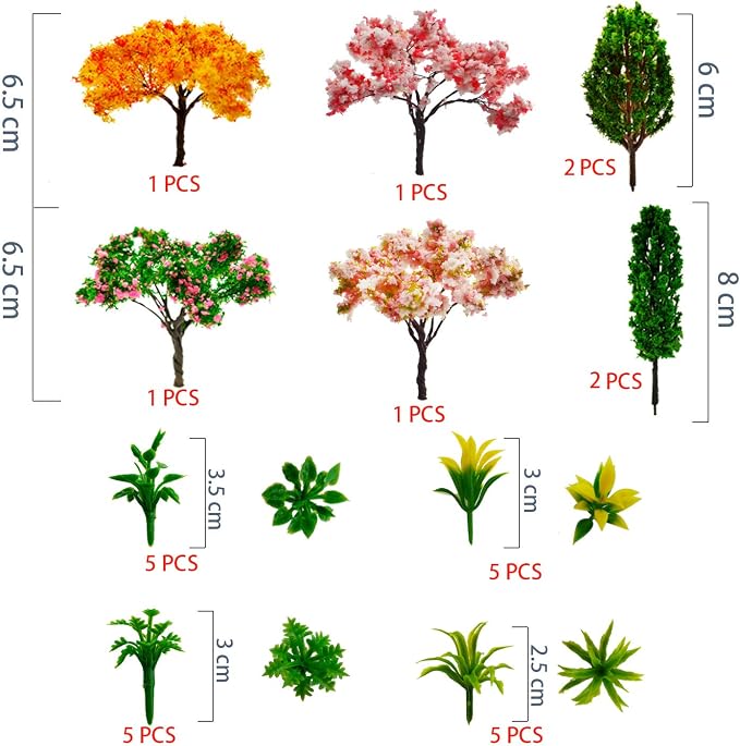 MOMOONNON 28 Pcs Miniature Fairy Garden Tree Plant Ornament, Mixed Model Trees - Image 2