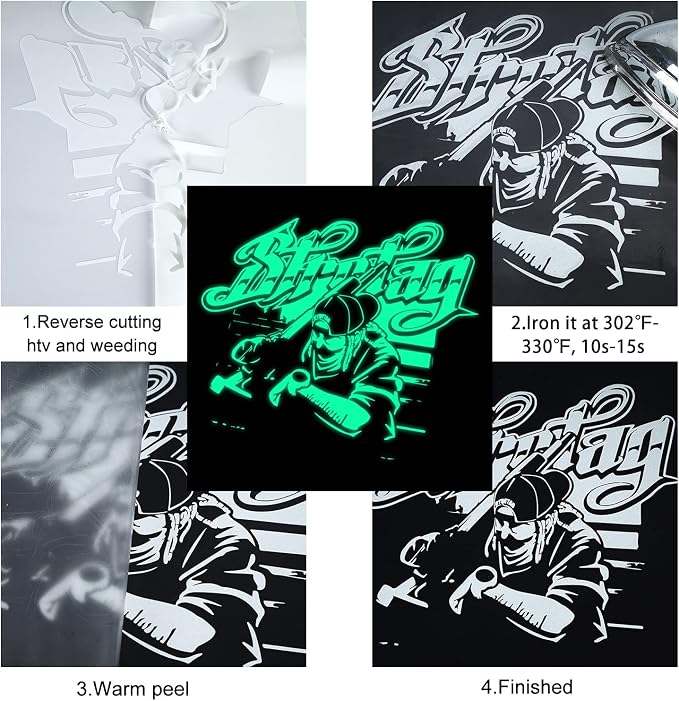 FUNKAKA Glow in The Dark Heat Transfer Vinyl Roll, Glow in The Dark HTV Vinyl - Image 4