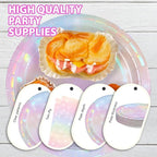 168Pcs Pink Pastel Rainbow Party Decorations Pink Iridescent Plates and Napkins - Image 4