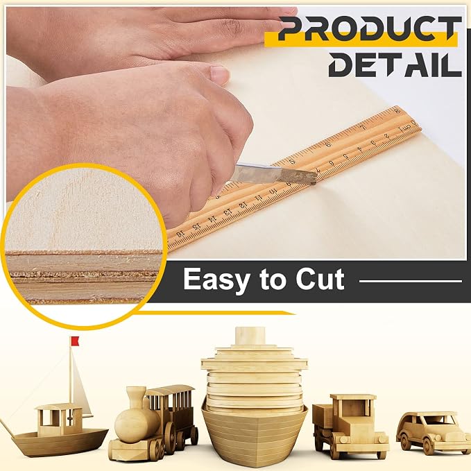 Juexica 12 Pcs 24" X 36" X 1/8" Basswood Craft Sheets 3mm Plywood Board Wood - Image 3
