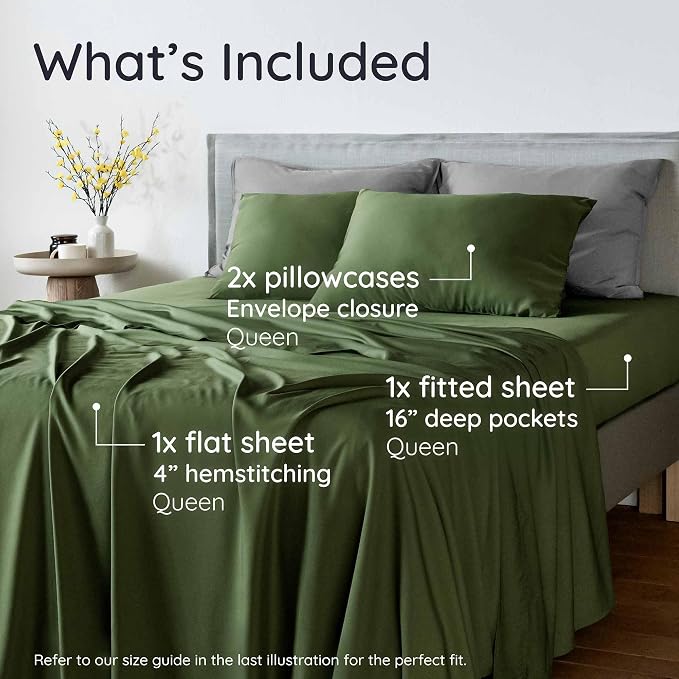 Bambaw 100% Viscose Derived from Bamboo Sheets Queen Size Set – 4pcs Cooling - Image 2