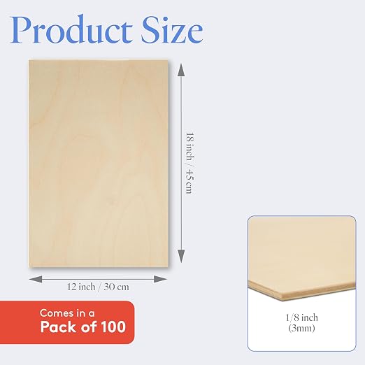 3 mm Baltic Birch Plywood 1/8 x 12 x 18 Inch, Box of 100 B/BB Grade Craft Wood - Image 2