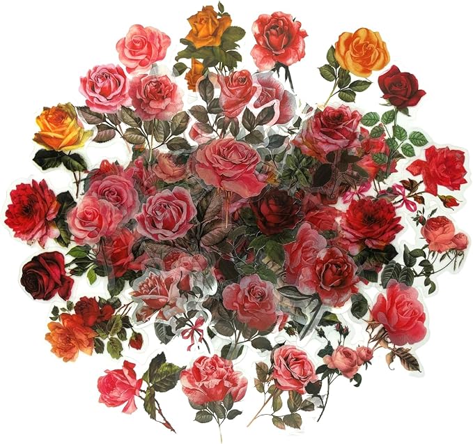 100Pcs Small Rose Stickers Vintage - Image 3