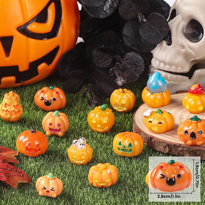 DIYDEC 24pcs Halloween Mini Resin Pumpkins, Tiny Figurines to Hide Toys - Image 2