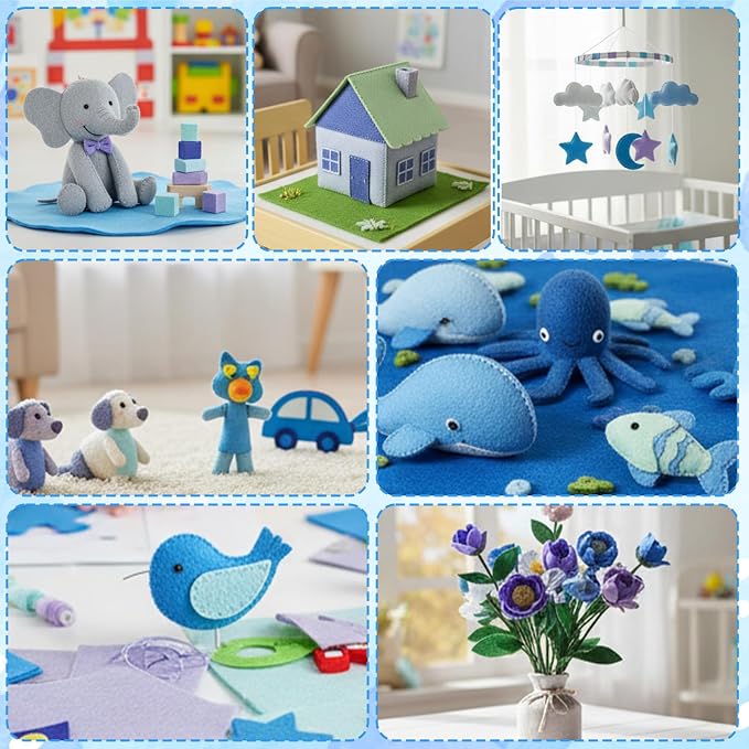 Ymapinc 10Pcs Blue Felt Fabric Sheets, 8x12 Inch | Soft Craft Material - Image 4