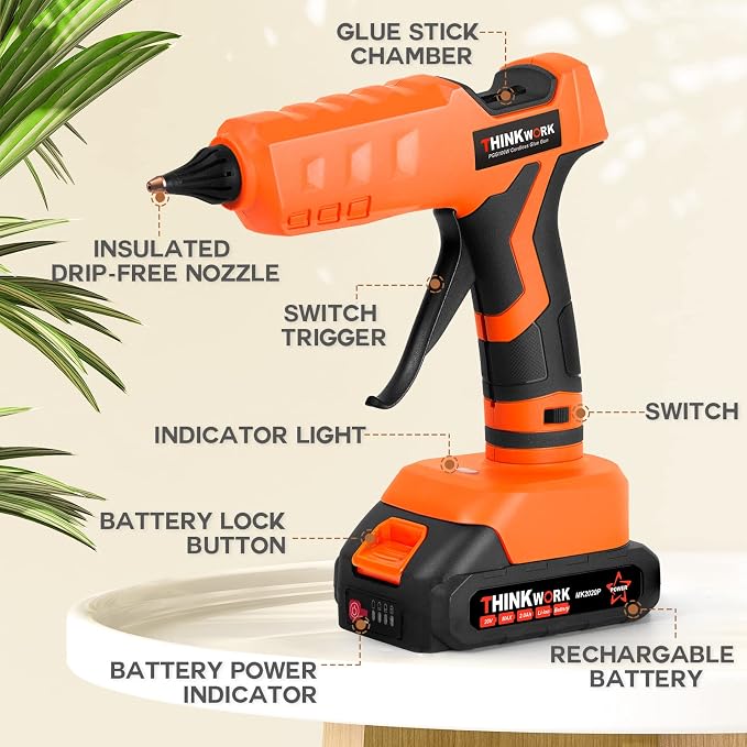 THINKWORK Hot Glue Gun, 20V Cordless Glue Gun - Image 8